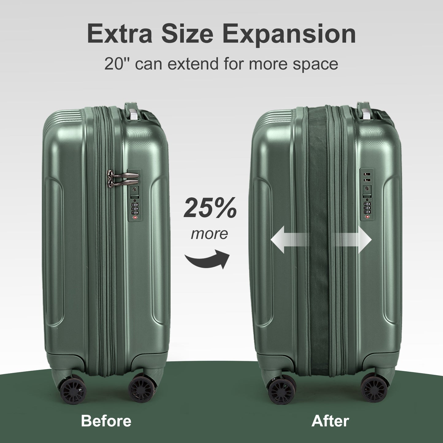 Vertical Pattern Two-piece Set 20 Inch Expandable With 14 Inch Suitcase
