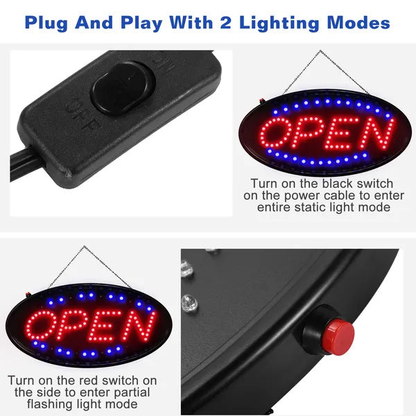 Ultra Bright LED Neon Open Sign Normal Lighting Store Business Sign Animated Motion