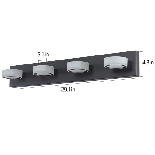 LED Modern Black 4 Light Vanity Light Fixture Mirror Bathroom Wall Light