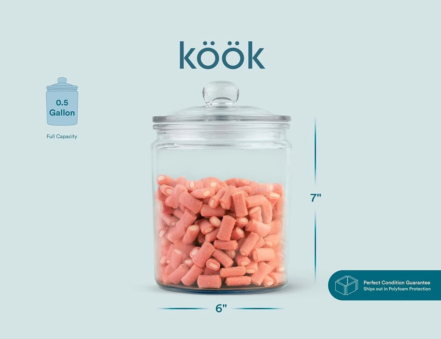 Dual-Purpose Glass Storage Containers for Kitchen & Bathroom ? 1/2 Gallon Size