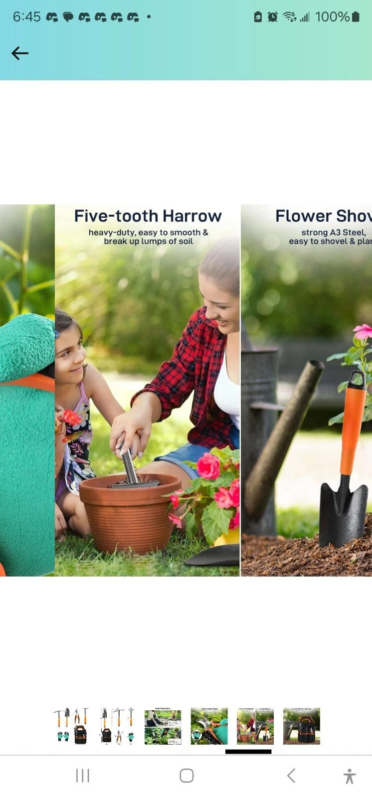 Gardening Tools, 6-Piece Heavy Duty Garden Tool Set, Rust-Proof Gardening Hand