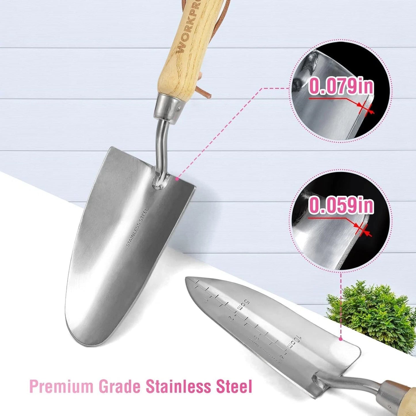 7-Piece Garden Tool Set Stainless Steel Gardening Tools w/Wood Handle Outdoor US