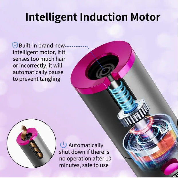 Wireless Rechargeable Curler Ceramic Auto Rotating USB LED Hair Curling Machine