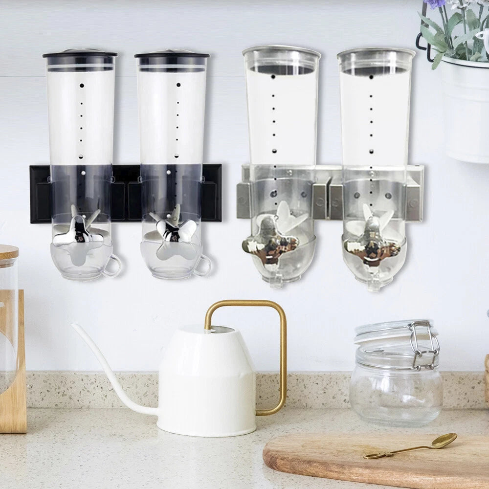 3L Kitchen Wall Mount Double Dry Food Dispenser Cereal Storage Container Home US
