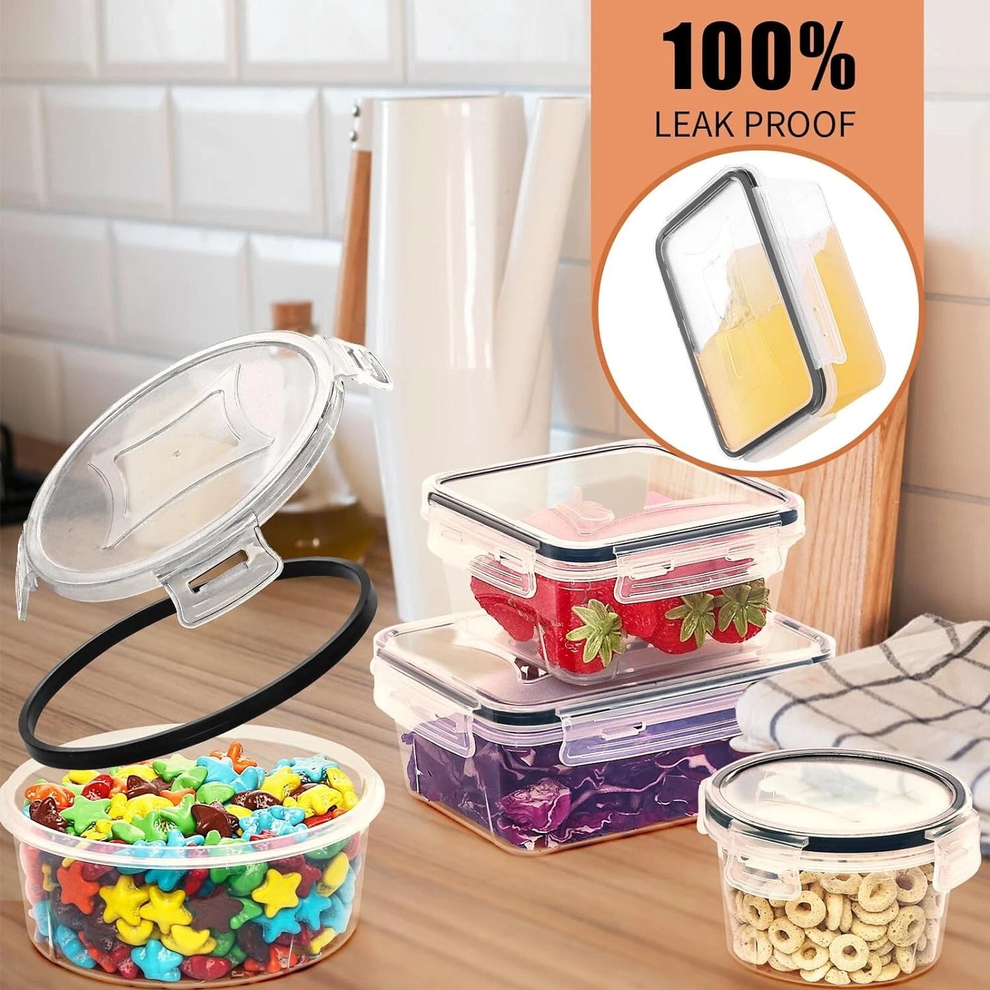 Airtight Leakproof 52 Pcs Airtight Food Storage Containers with Lids for Kitchen