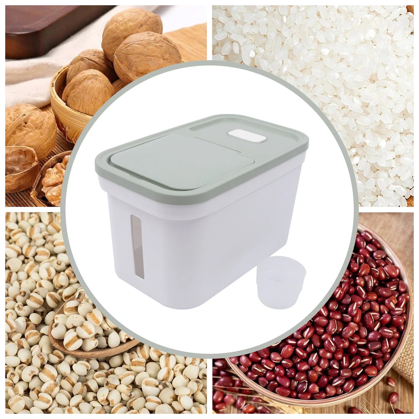 Plastic Cereal Storage Container 10kg Airtight Kitchen Dry Food Rice Beans Box