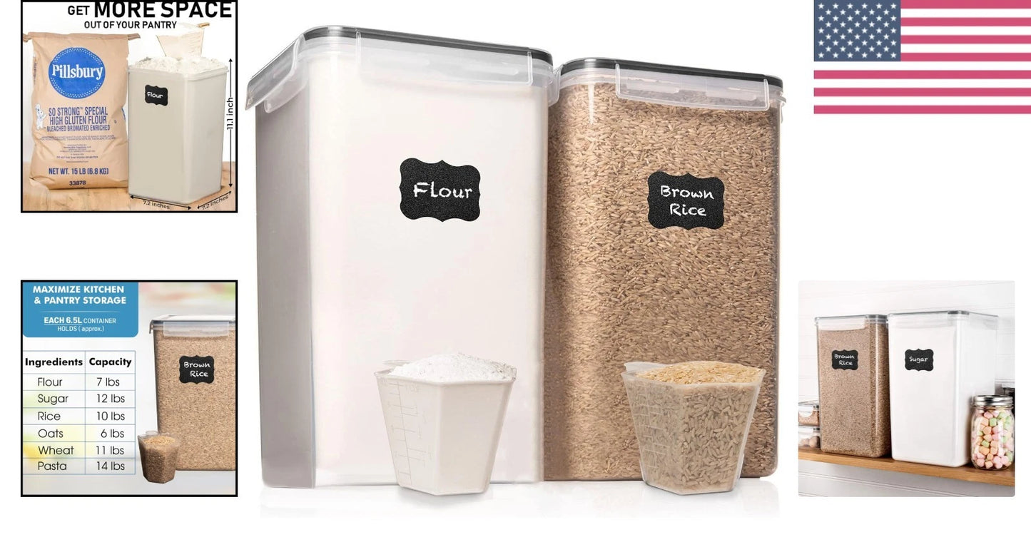 2-Pack 6.5L/220Oz Airtight Food Storage Containers - BPA Free & Dishwasher Safe