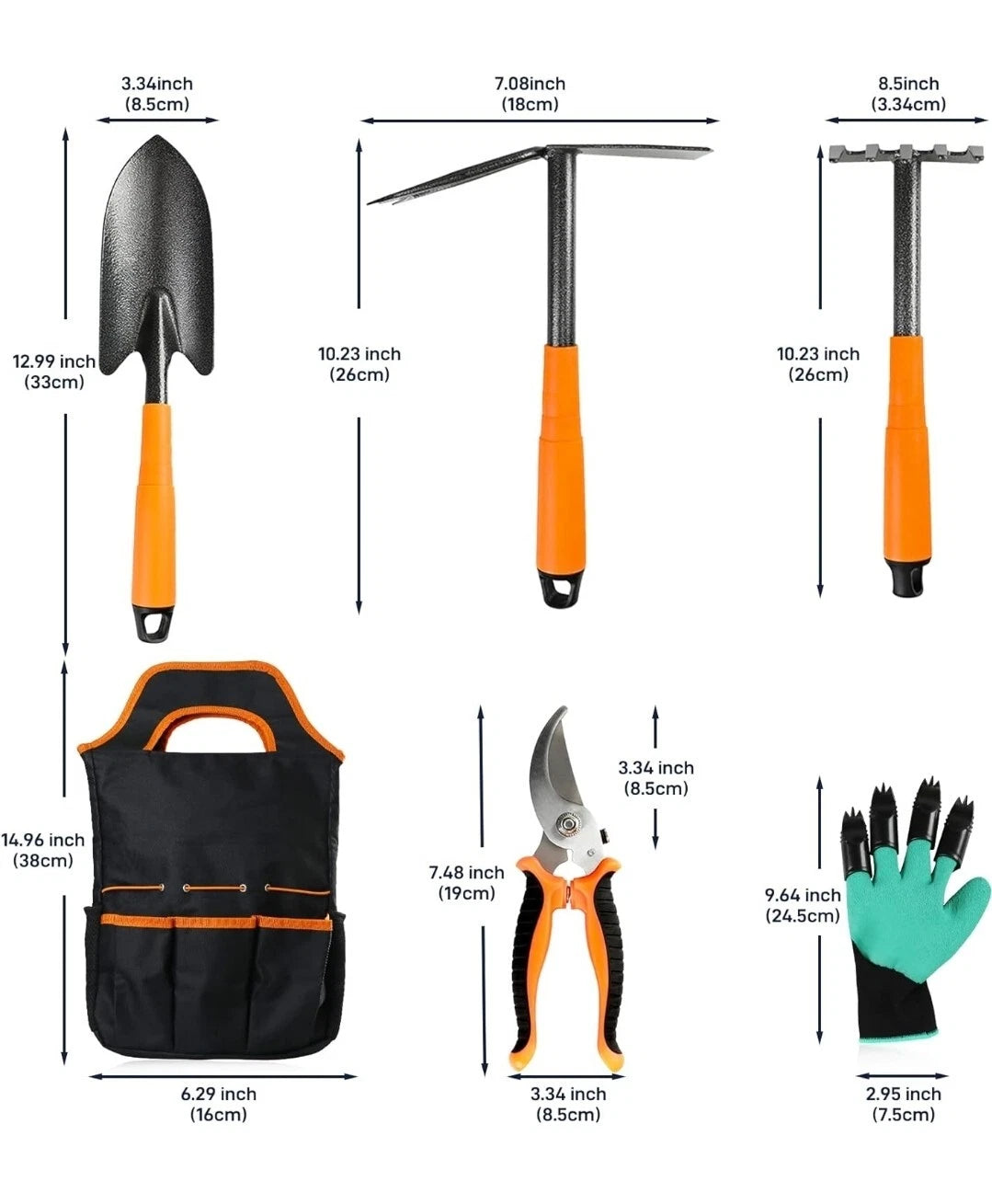 Gardening Tools, 6-Piece Heavy Duty Garden Tool Set, Rust-Proof Gardening Hand