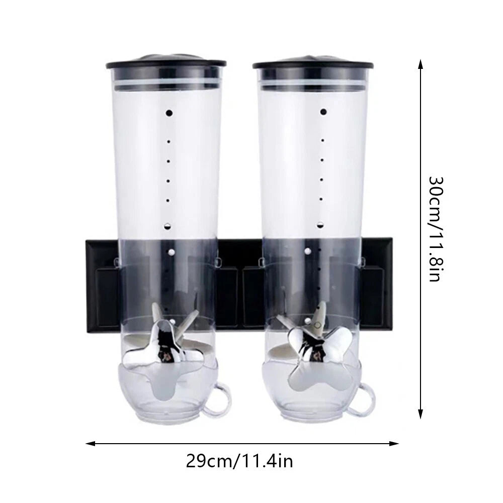 3L Kitchen Wall Mount Double Dry Food Dispenser Cereal Storage Container Home US