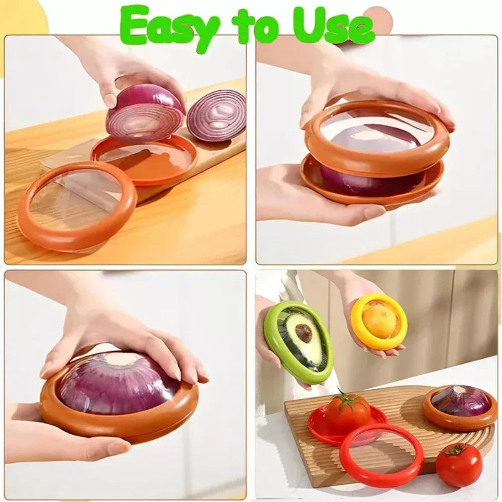 4PCS Fruit And Vegetable Food Fresh-Keeping Box Silicone Reusable Storage Box A+