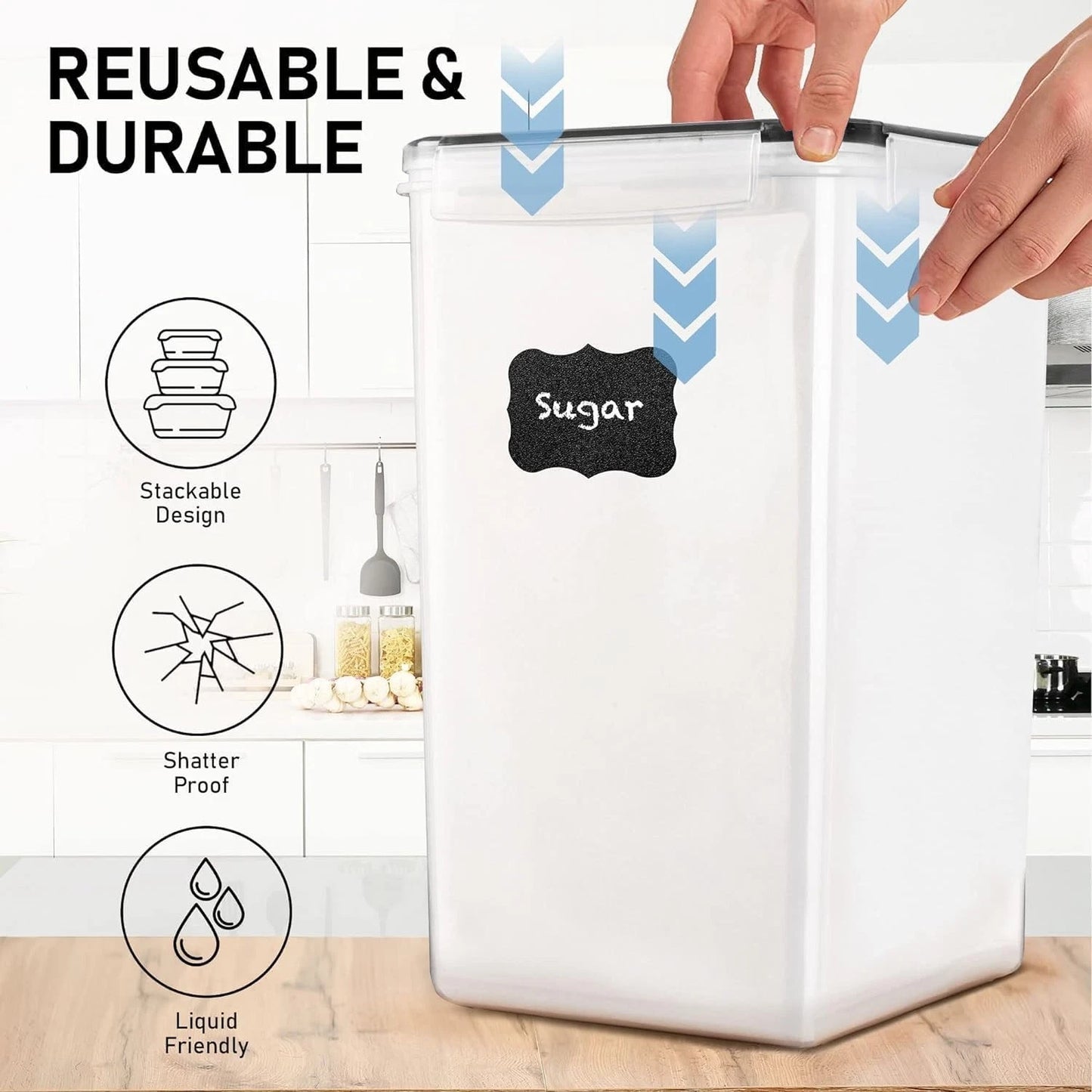 2-Pack 6.5L/220Oz Airtight Food Storage Containers - BPA Free & Dishwasher Safe