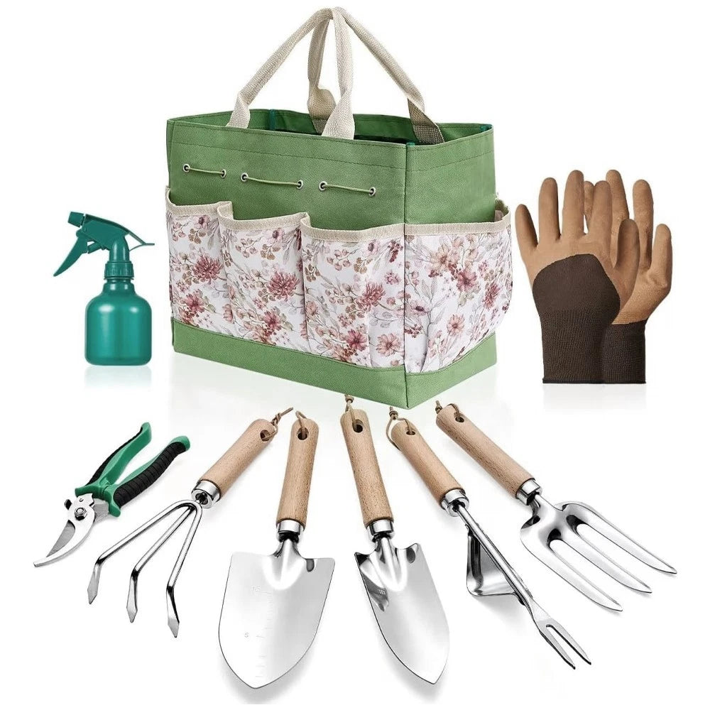 Garden Tool Set, 9Pcs Heavy Duty Gardening Hand Tools with Fashion & Durable US