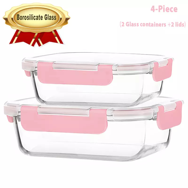 Green Glass Food Storage Containers with Airtight Lid Microwave Safe Set of 4-20