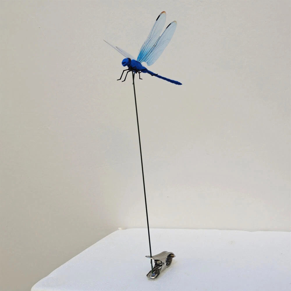 Fake Dragonfly Rod Clip, 3D Dragon Fly Garden Stakes & Hat Simulation Decor NEW