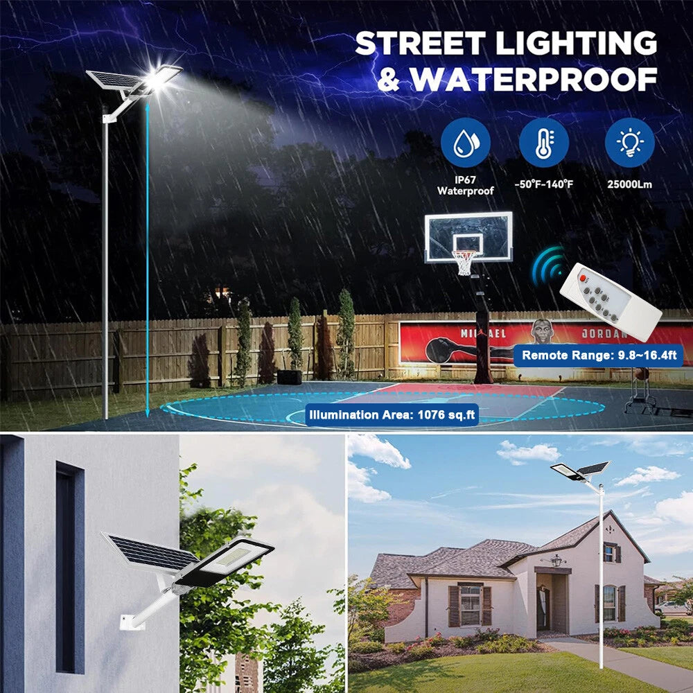 8000W Commercial Solar Street Lights LED Outdoor Dusk to Dawn Super Bright Lamp