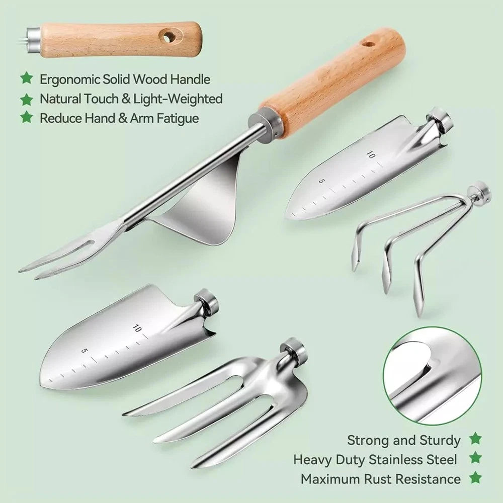 Garden Tool Set, 9Pcs Heavy Duty Gardening Hand Tools with Fashion & Durable US