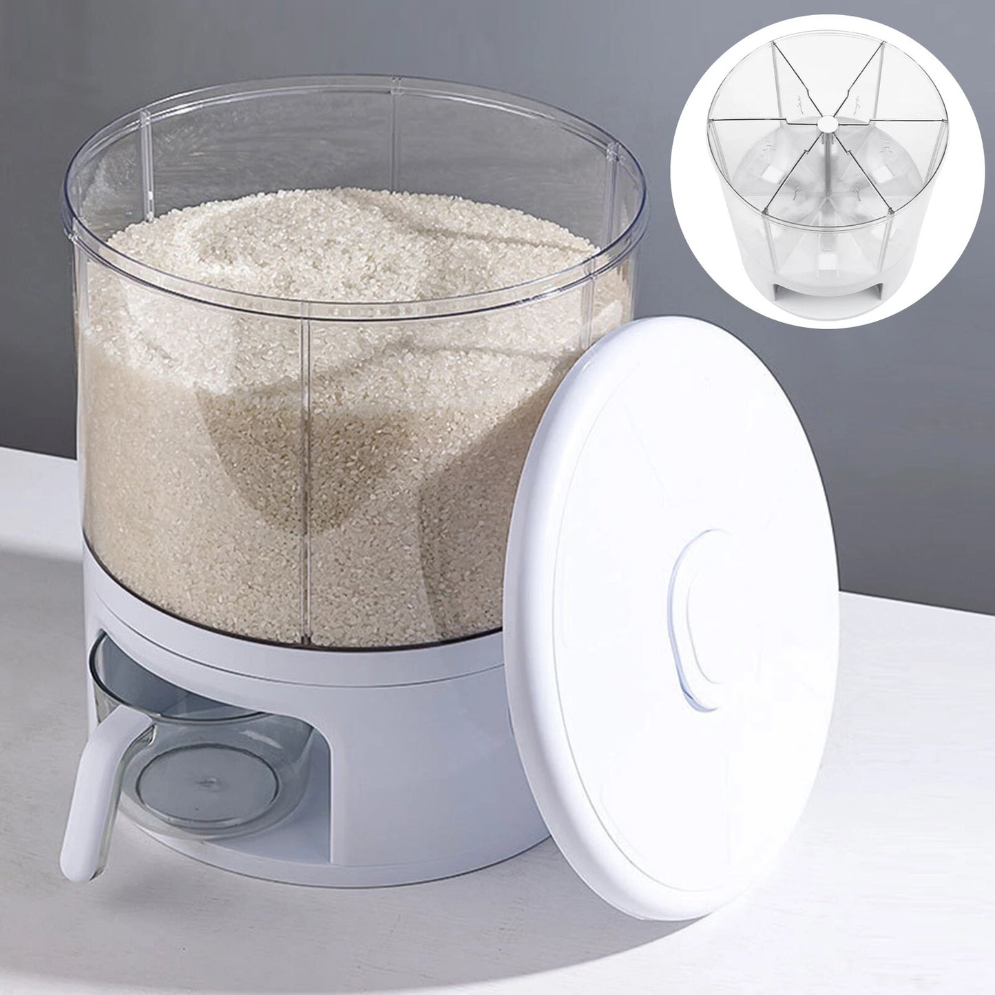 Kitchen Rotatable Rice Grain Dry Food Container 11kg Cereal Storage Dispenser
