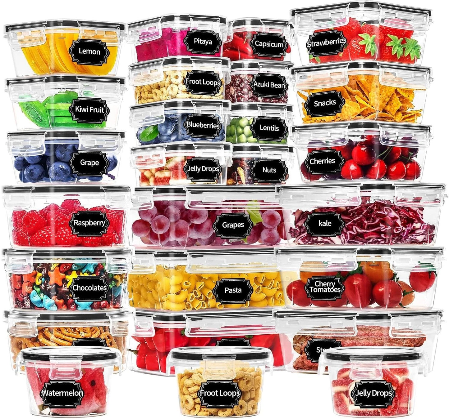 Airtight Leakproof 52 Pcs Airtight Food Storage Containers with Lids for Kitchen