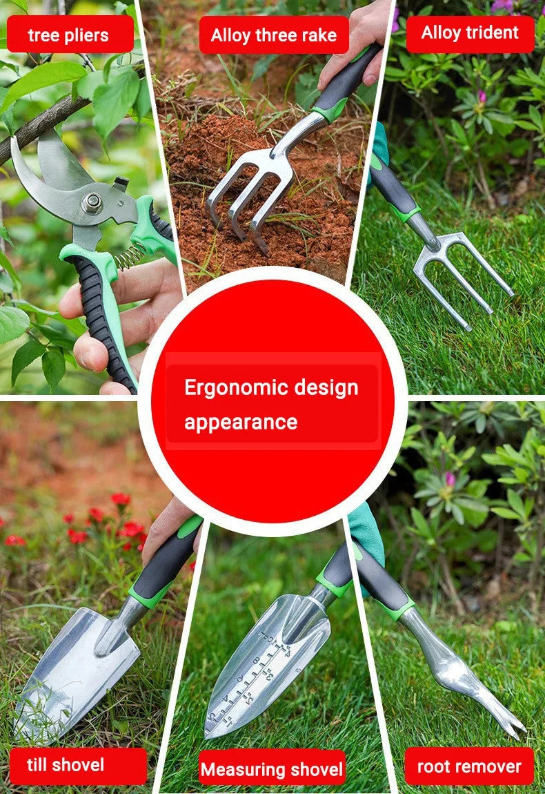 Garden Tool Set 11Pcs, Heavy Duty Gardening Tool Set, with Non-Slip Rubber Grip