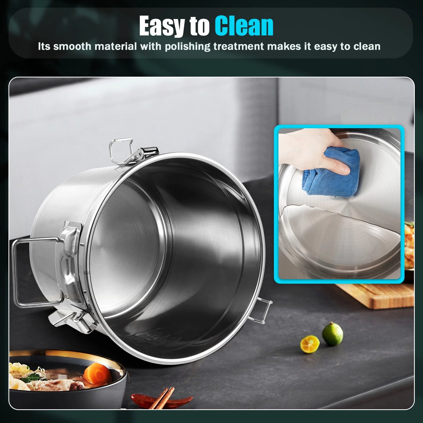 Food Storage Container Stainless Steel Airtight Canister Kitchen Storage Bucket