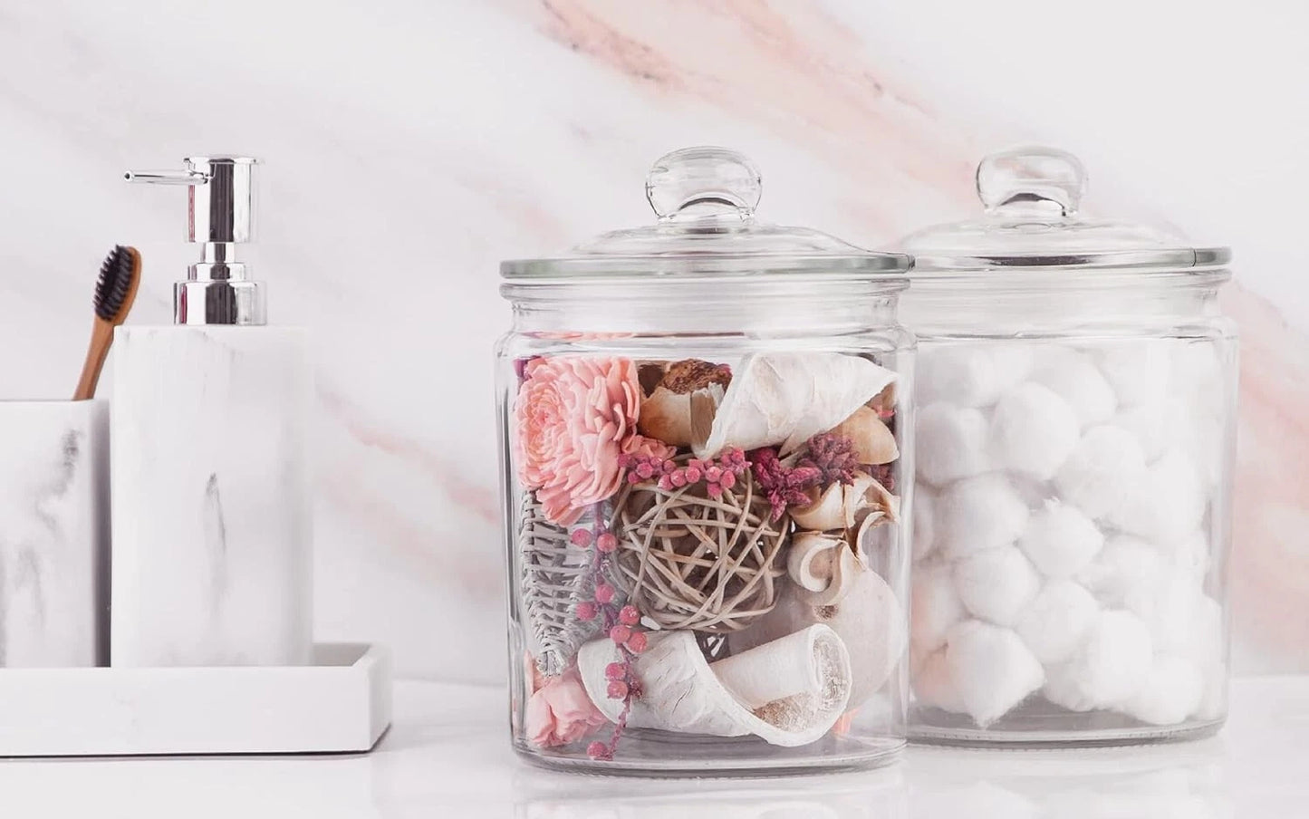 Dual-Purpose Glass Storage Containers for Kitchen & Bathroom ? 1/2 Gallon Size