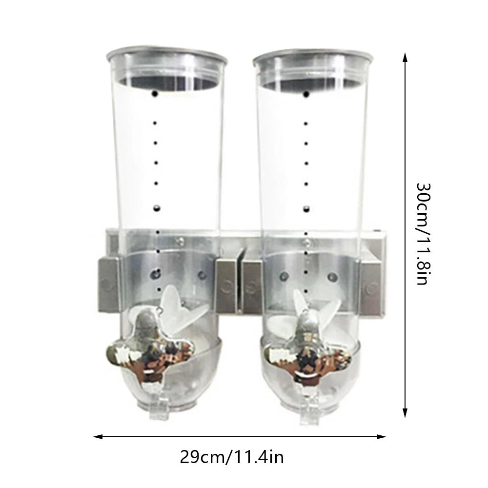3L Kitchen Wall Mount Double Dry Food Dispenser Cereal Storage Container Home US