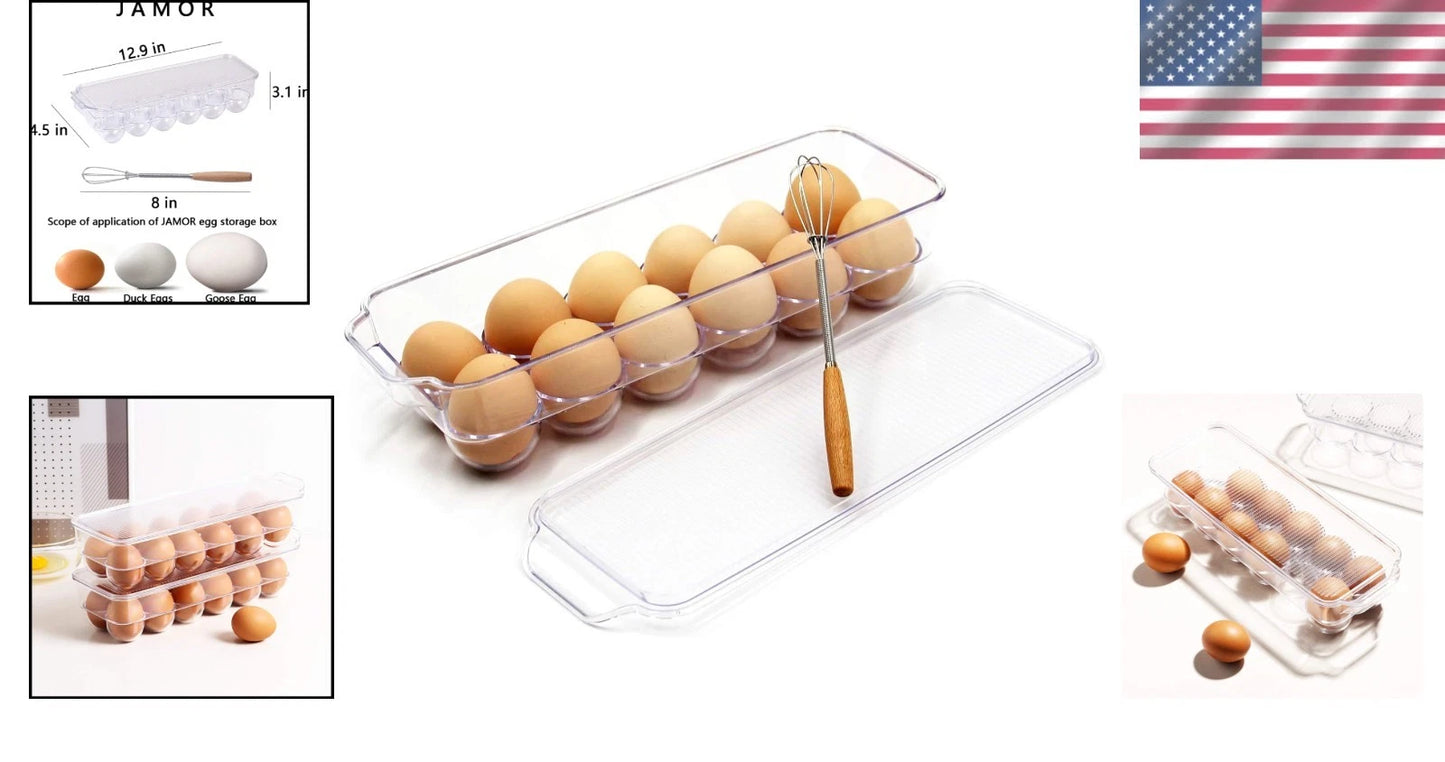 Space-Saving 12-Grid Egg Storage Solution with Lid - Dishwasher Safe & Practical