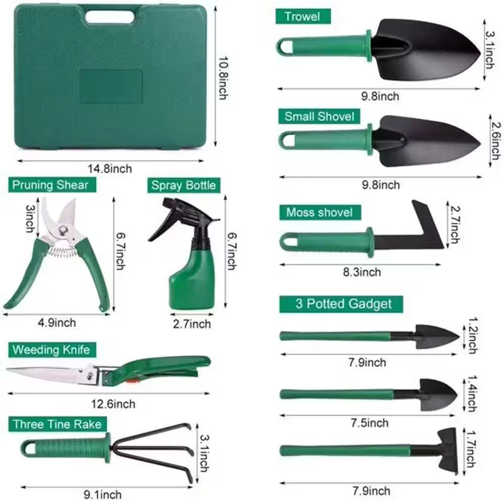 10-Piece Garden Tool Kit, Garden Tool Set (Green)