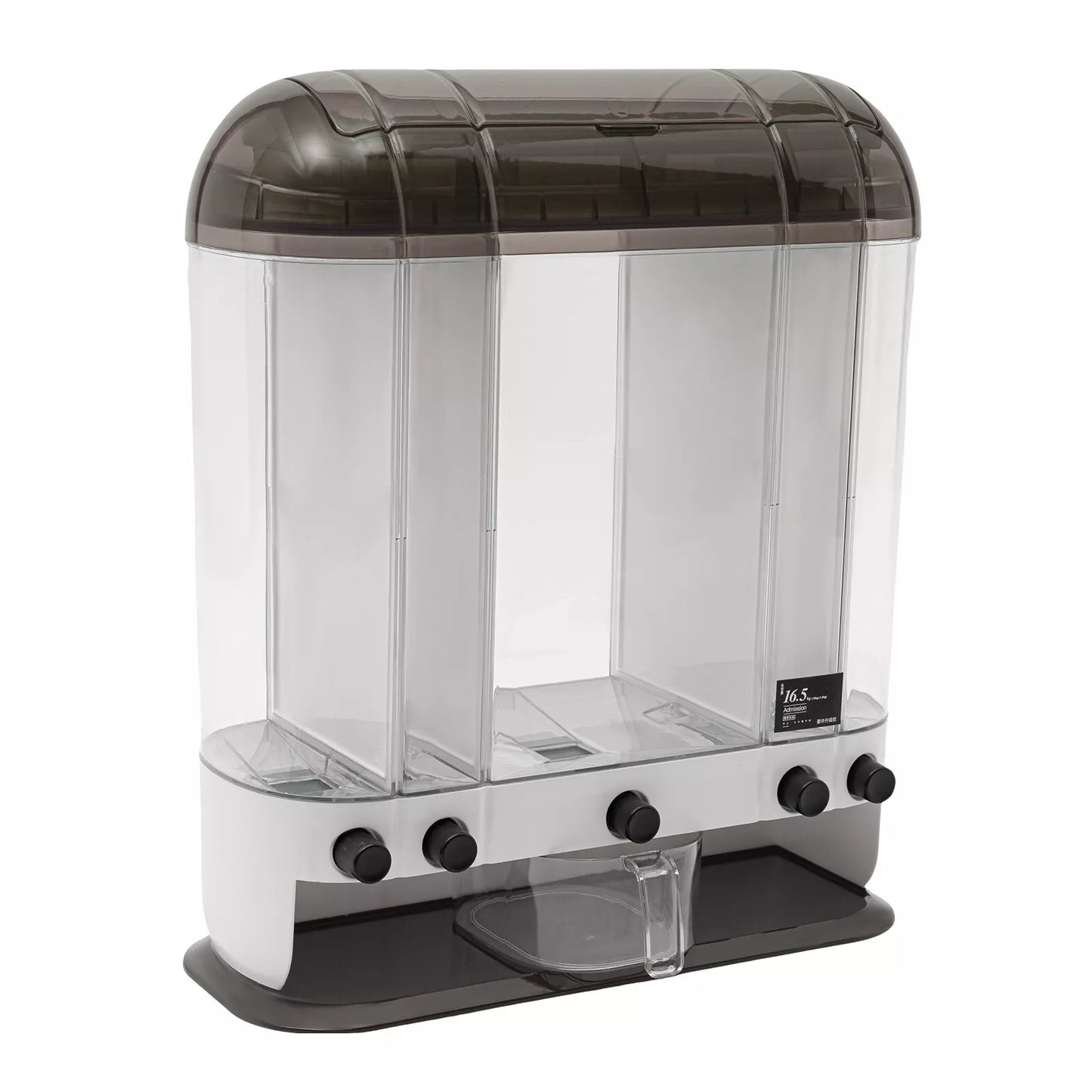 2-Tiers Rice Dispenser Dry Food Dispenser Kitchen Grain Cereal Storage Container