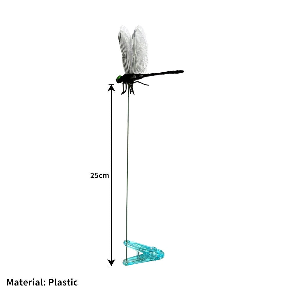 Fake Dragonfly Rod Clip, 3D Dragon Fly Garden Stakes & Hat Simulation Decor NEW