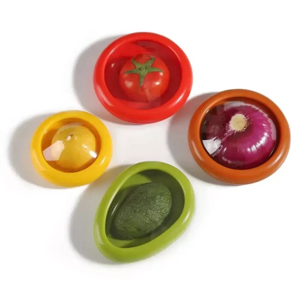 4PCS Fruit And Vegetable Food Fresh-Keeping Box Silicone Reusable Storage Box A+