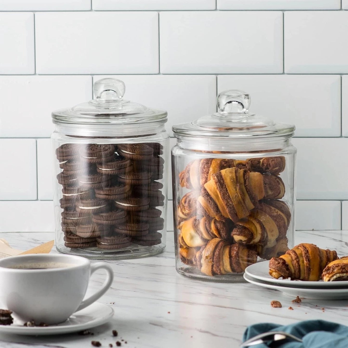 Dual-Purpose Glass Storage Containers for Kitchen & Bathroom ? 1/2 Gallon Size