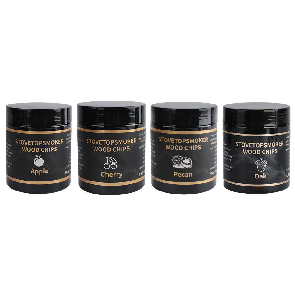 4 Flavors Wood Chips Cherry Apple Oak Pecan Sawdust Food BBQ Smoking Gun Smoke