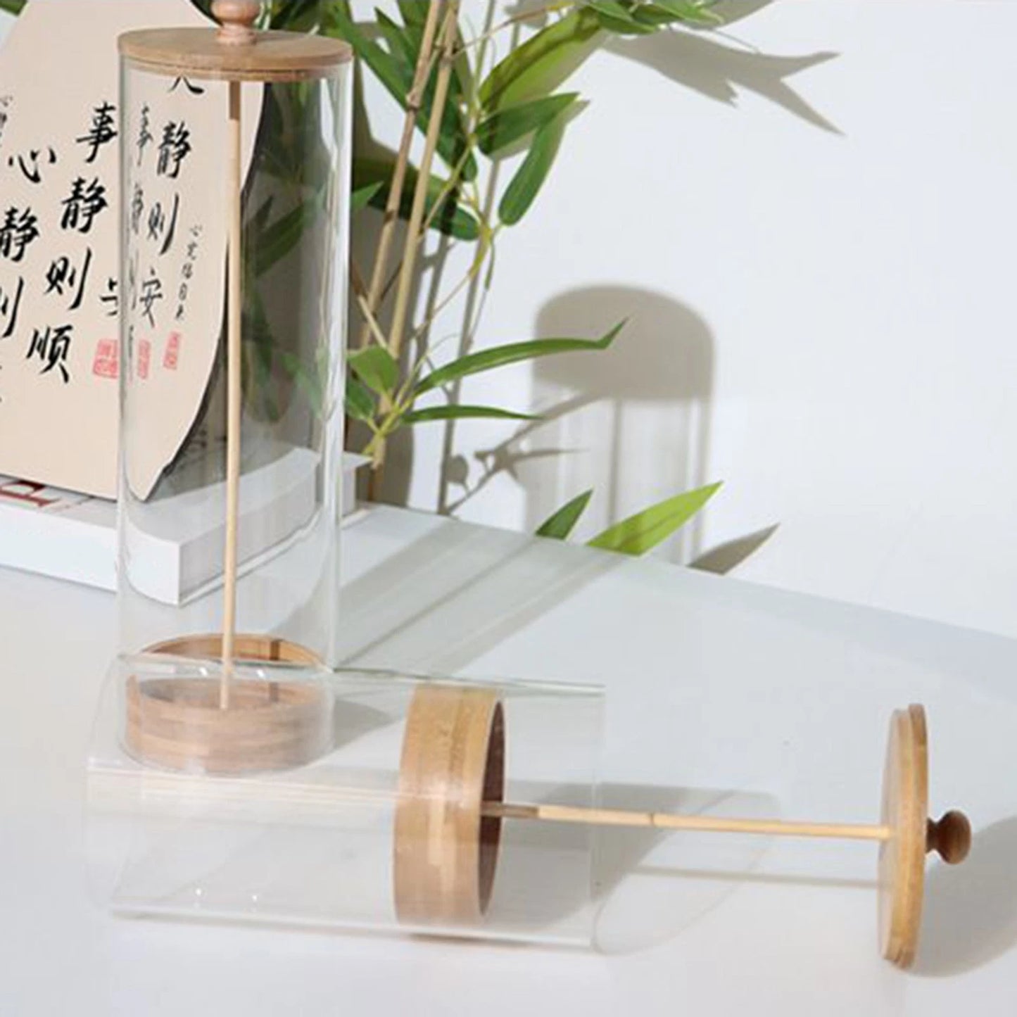 Acrylic Straw Storage Container Transparent Straw Holder Dispenser with Lid