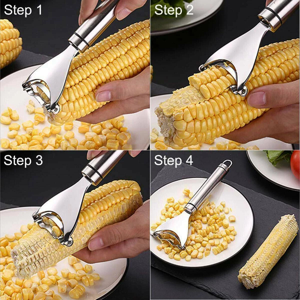 Stainless Steel Corn Cob Peeler Stripper Remover Kitchen Cutter Thresher Tool US