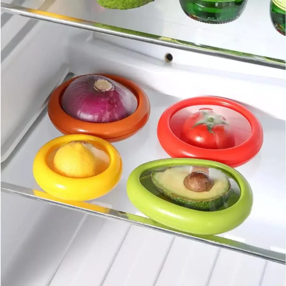 4PCS Fruit And Vegetable Food Fresh-Keeping Box Silicone Reusable Storage Box A+