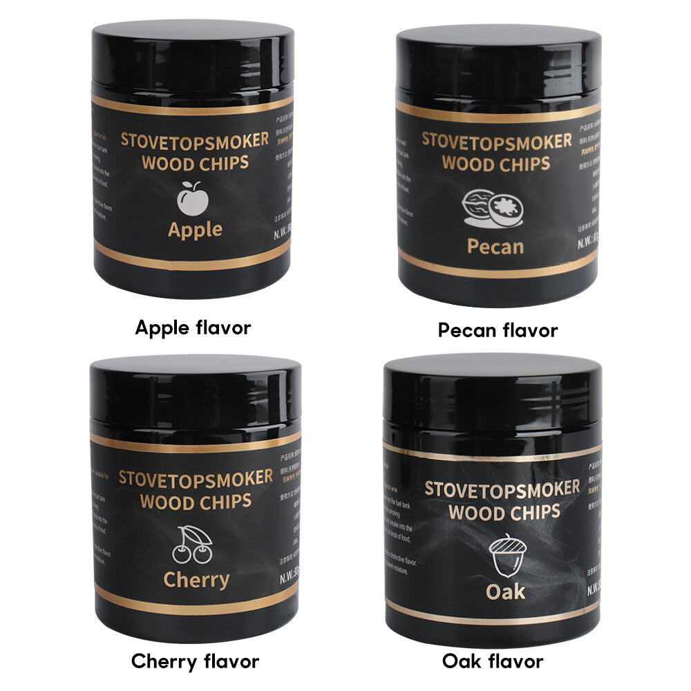 4 Flavors Wood Chips Cherry Apple Oak Pecan Sawdust Food BBQ Smoking Gun Smoke