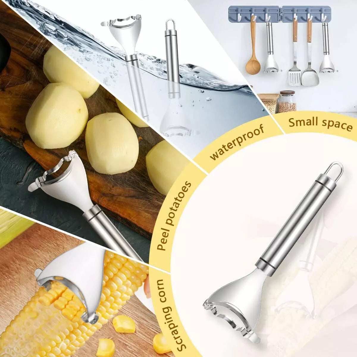 Stainless Steel Corn Cob Peeler Stripper Remover Kitchen Cutter Thresher Tool US