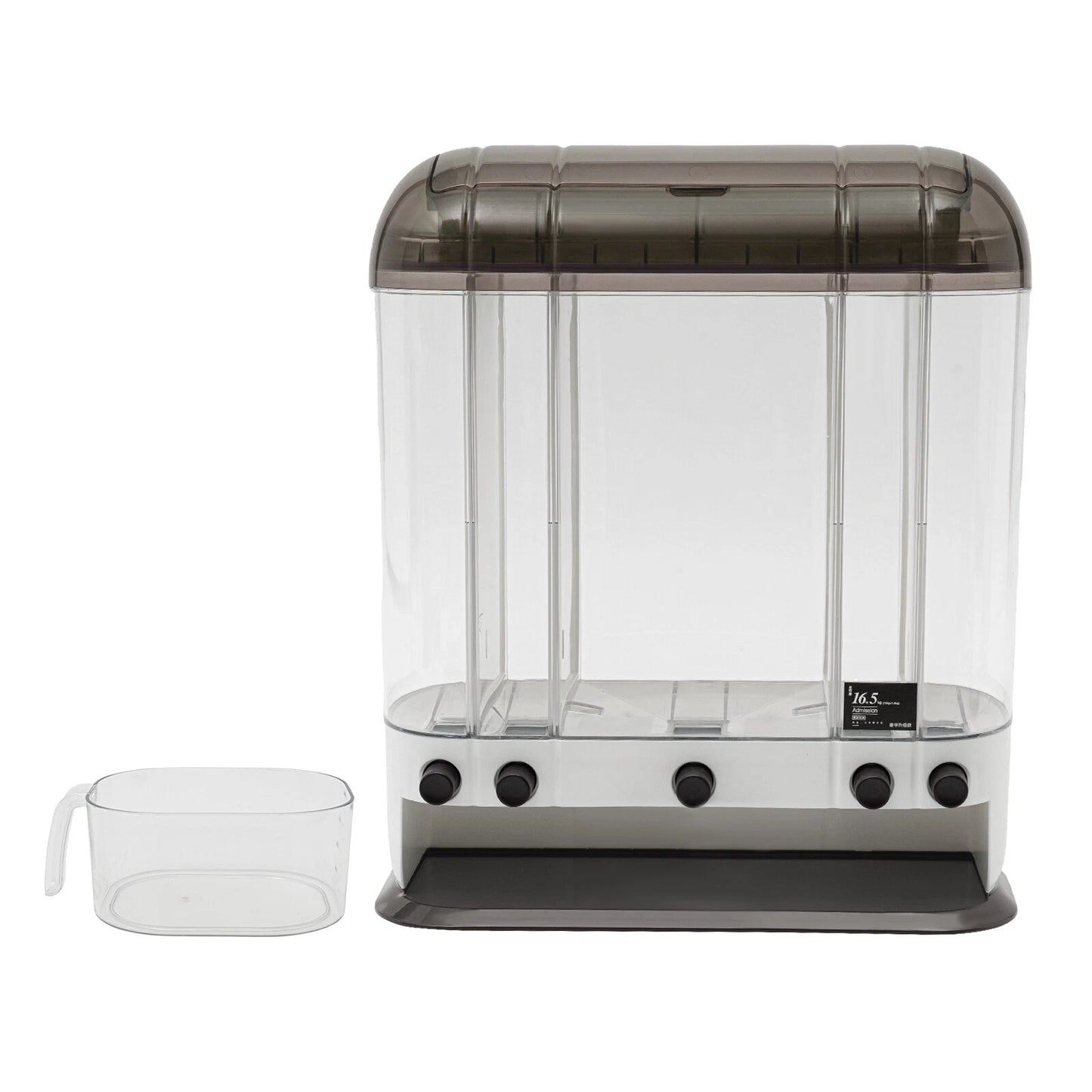 2-Tiers Rice Dispenser Dry Food Dispenser Kitchen Grain Cereal Storage Container
