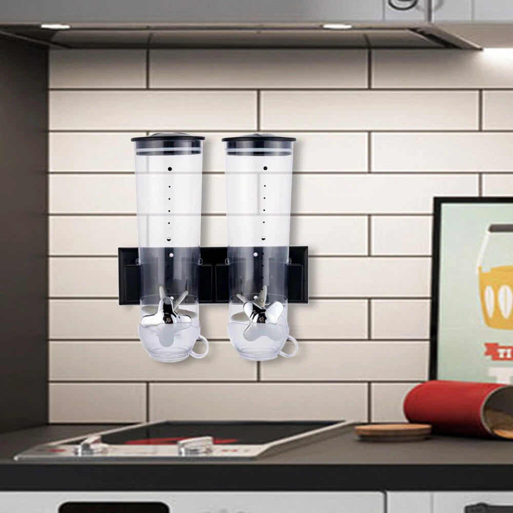 3L Kitchen Wall Mount Double Dry Food Dispenser Cereal Storage Container Home US