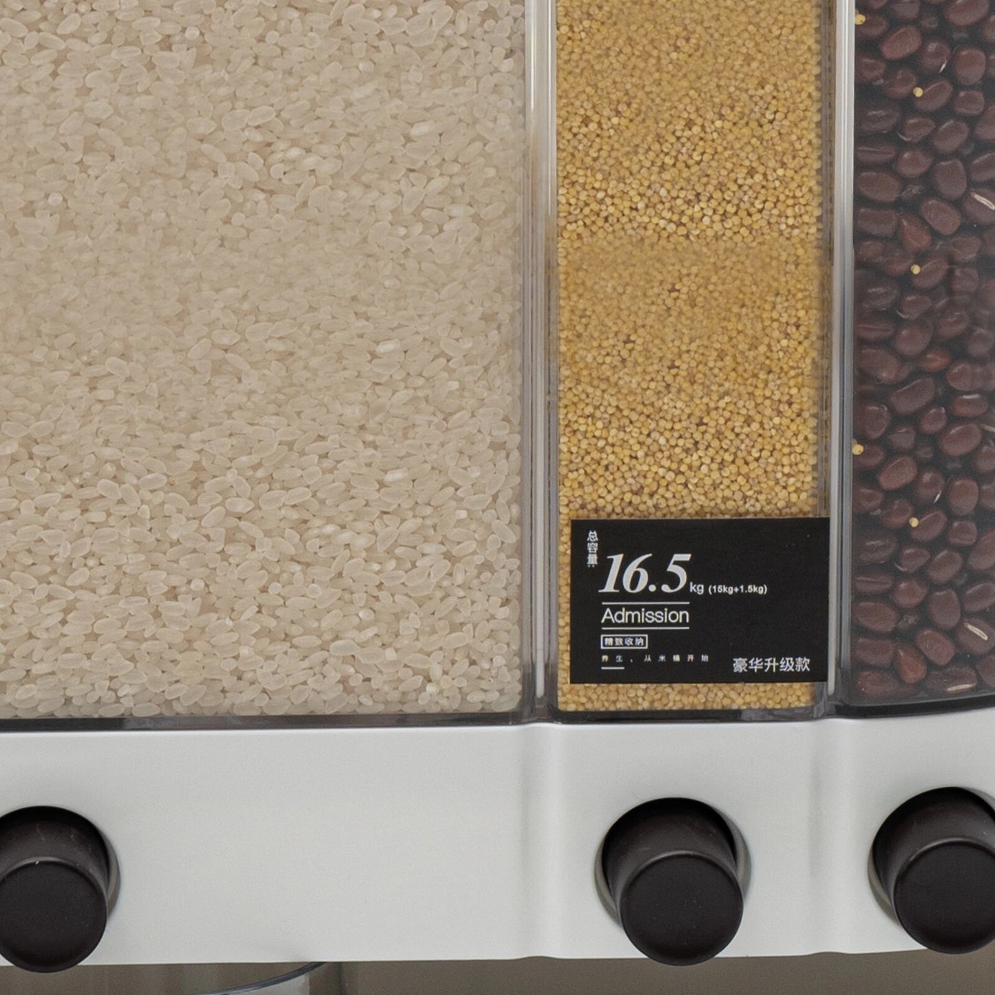 2-Tiers Rice Dispenser Dry Food Dispenser Kitchen Grain Cereal Storage Container