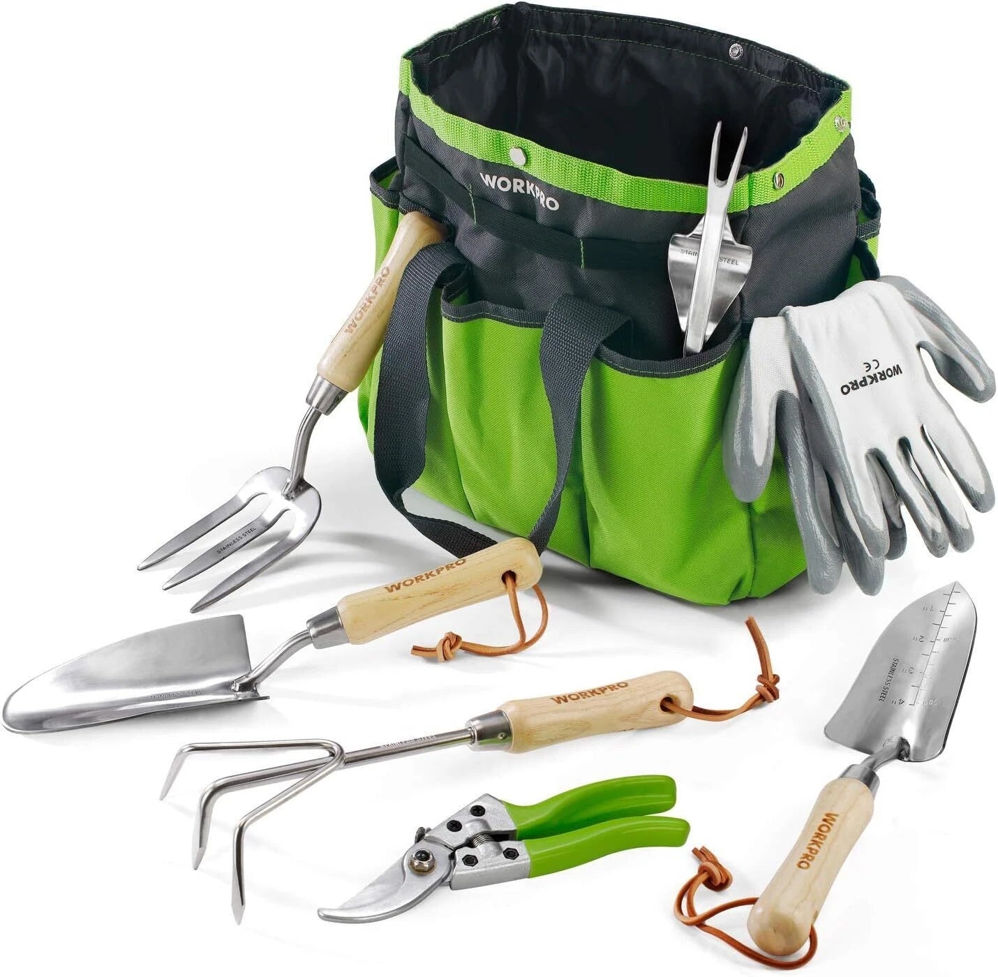 7-Piece Garden Tool Set Stainless Steel Gardening Tools w/Wood Handle Outdoor US