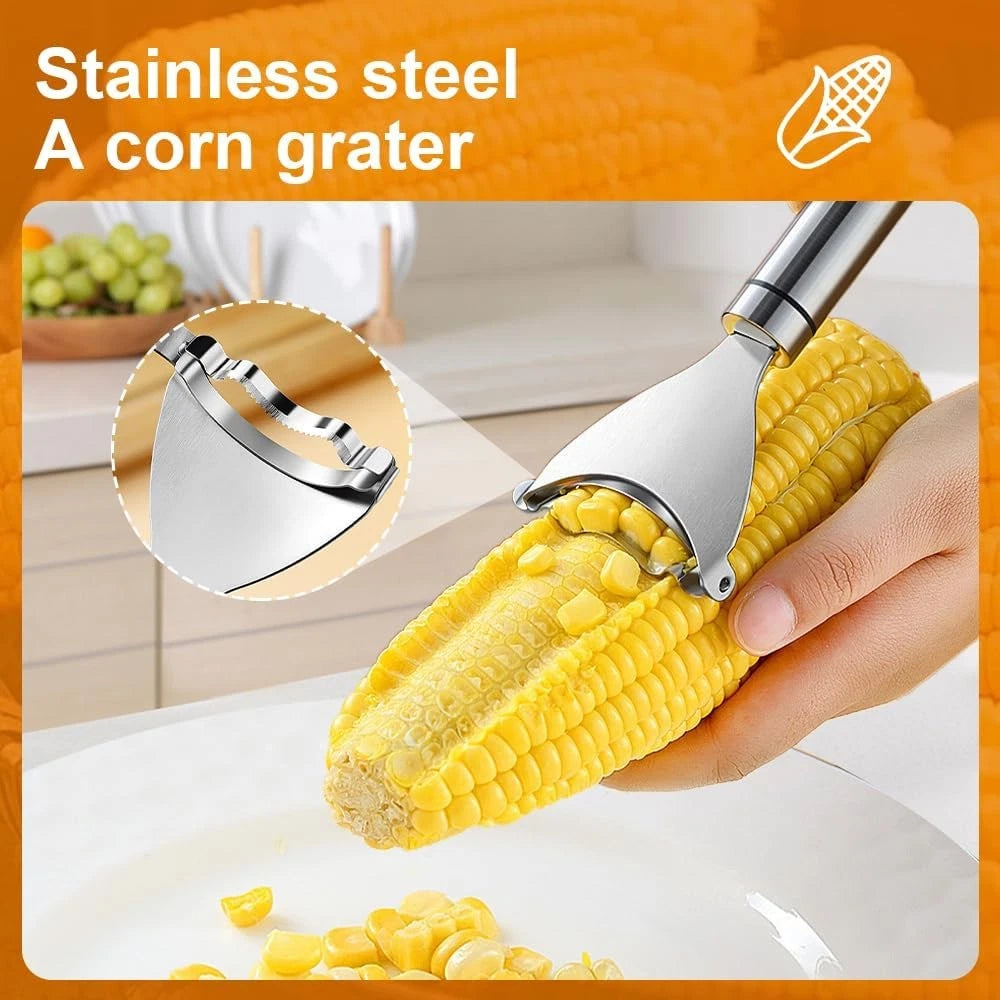 Stainless Steel Corn Cob Peeler Stripper Remover Kitchen Cutter Thresher Tool US