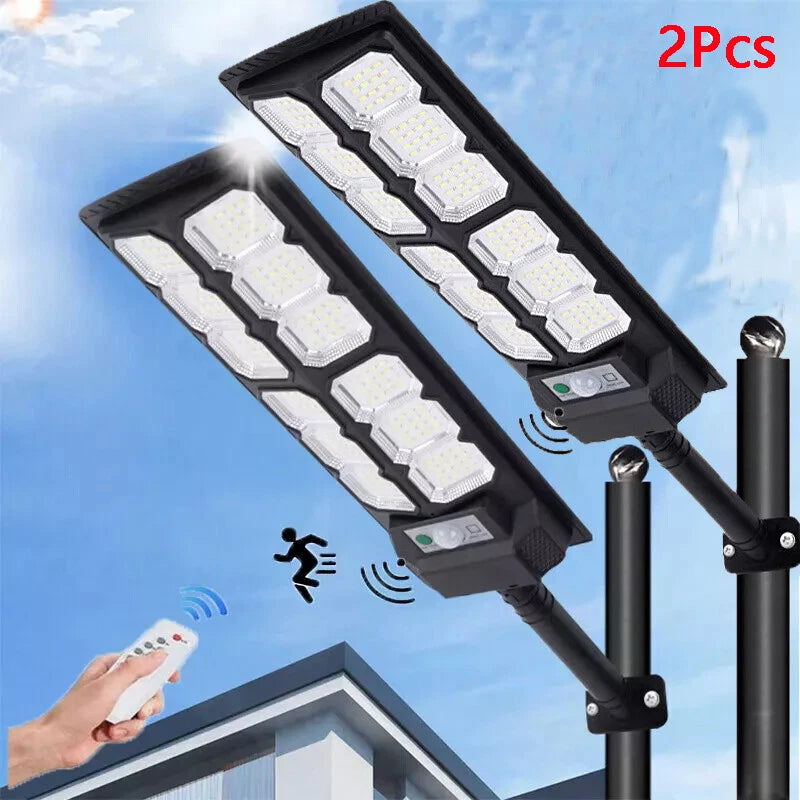 2PK 990000000LM Commercial Solar Street Flood Light Dusk To Dawn Road Lamp 3000W
