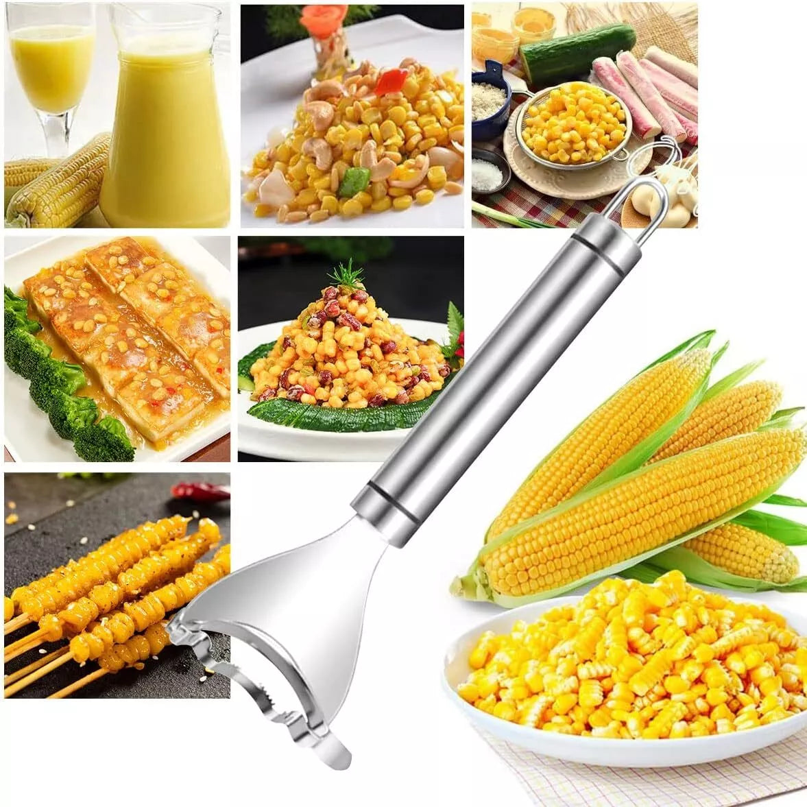 Stainless Steel Corn Cob Peeler Stripper Remover Kitchen Cutter Thresher Tool US