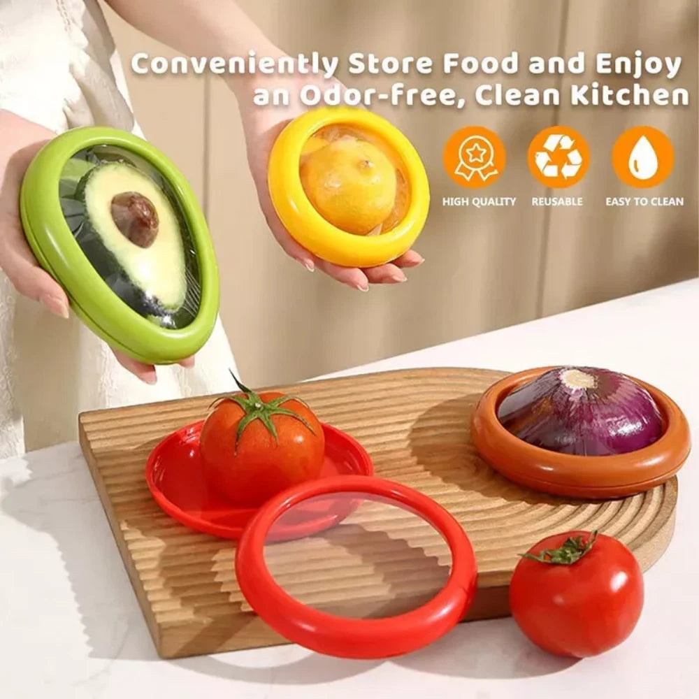 4PCS Fruit And Vegetable Food Fresh-Keeping Box Silicone Reusable Storage Box A+