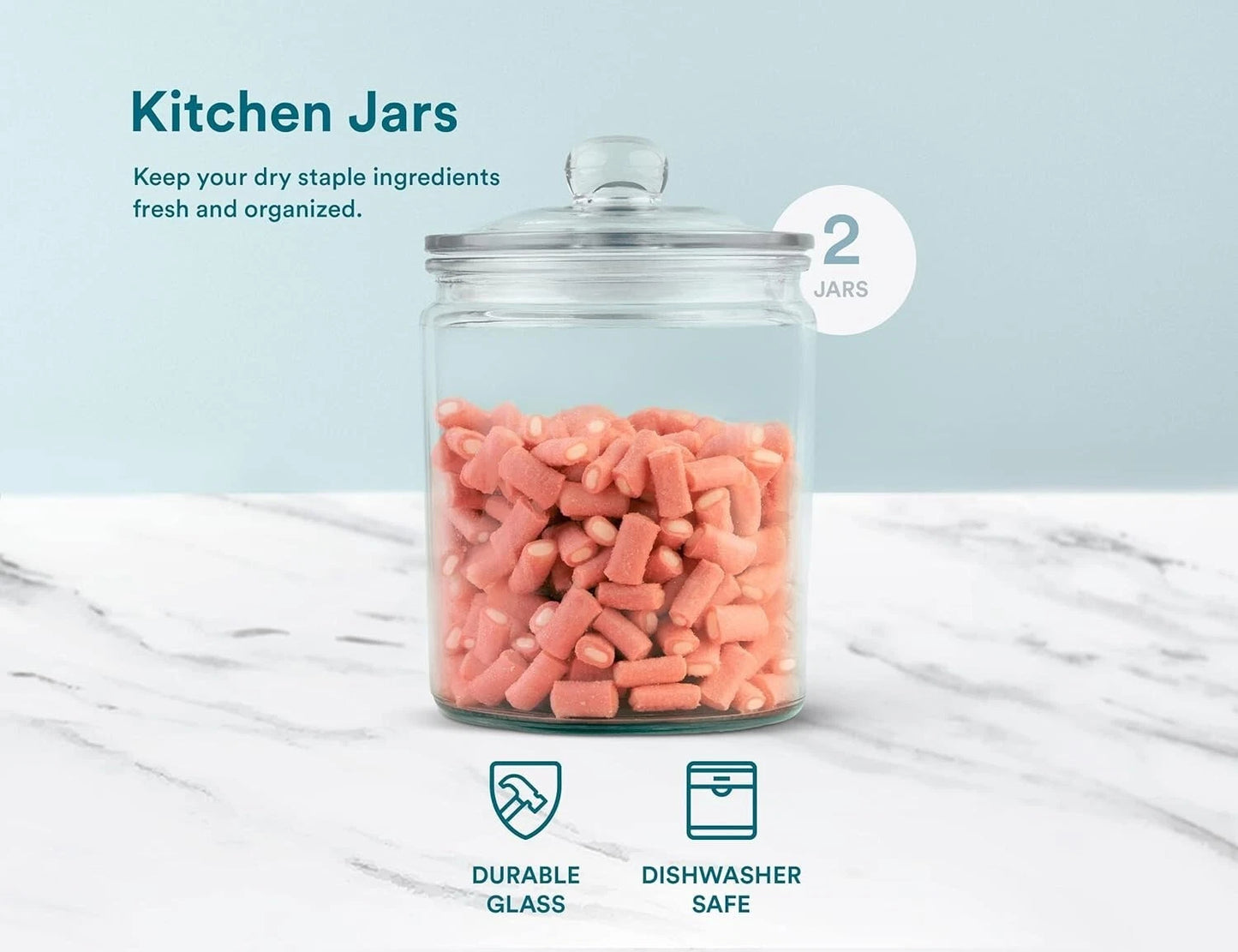 Dual-Purpose Glass Storage Containers for Kitchen & Bathroom ? 1/2 Gallon Size