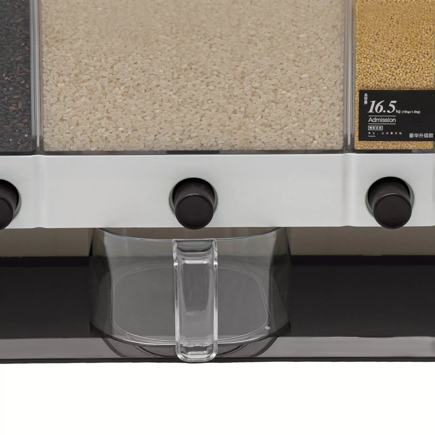 2-Tiers Rice Dispenser Dry Food Dispenser Kitchen Grain Cereal Storage Container