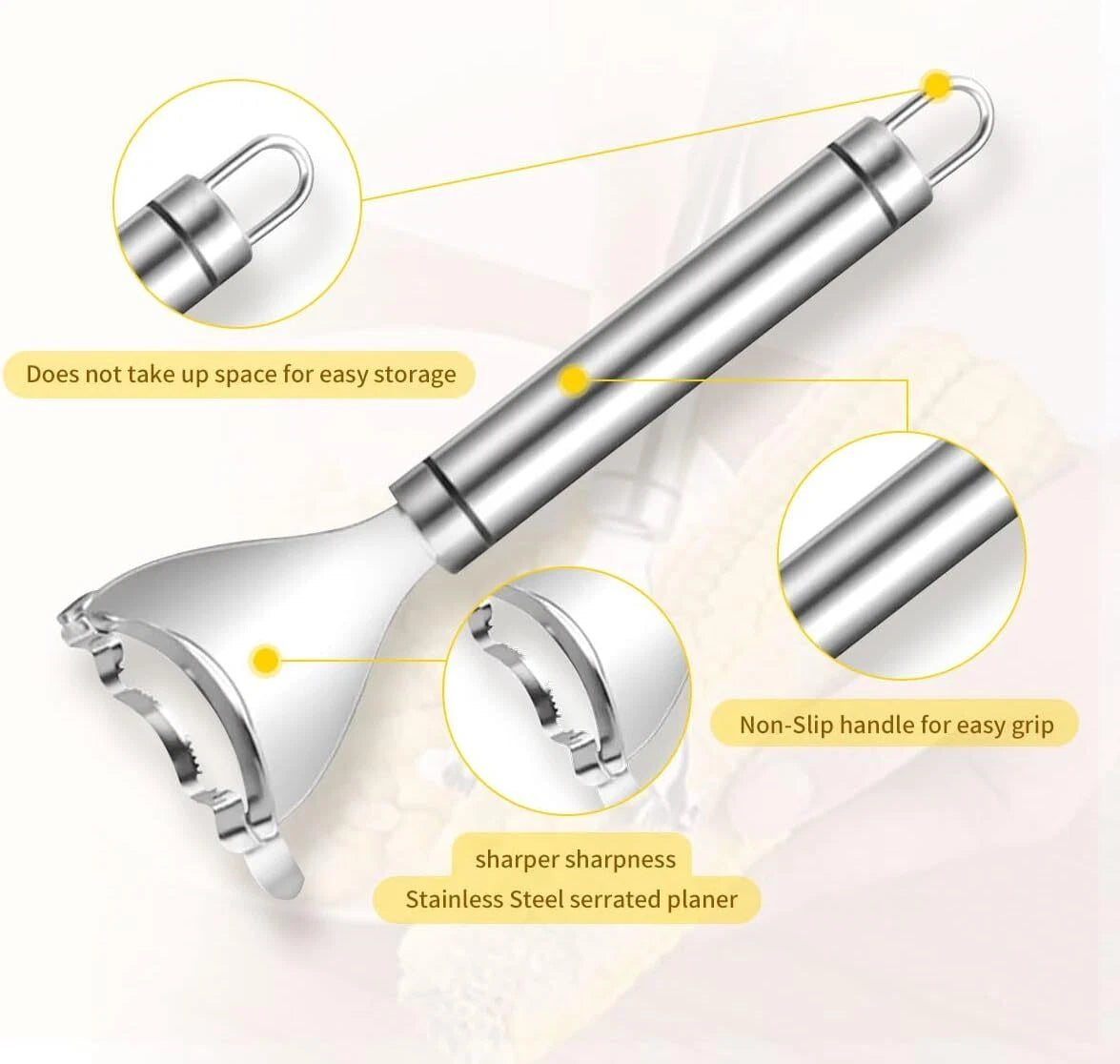 Stainless Steel Corn Cob Peeler Stripper Remover Kitchen Cutter Thresher Tool US