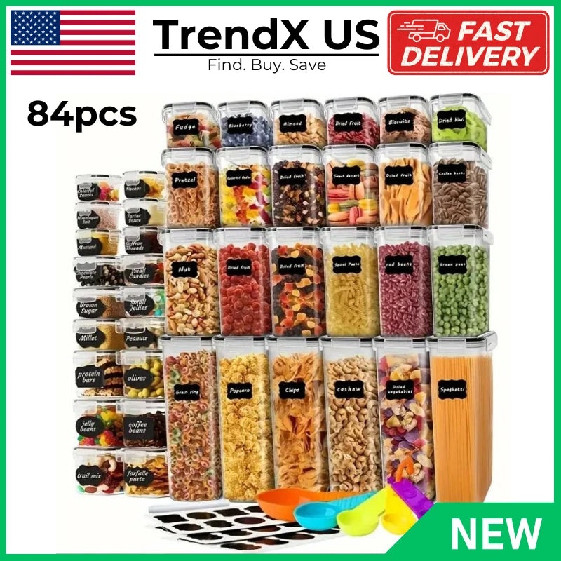 84pcs Food Storage Container Set with Easy-Snap Lids 42 Lids + 42 Containers